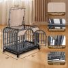 46in Heavy Duty Dog Crate, Furniture Style Dog Crate with Removable Trays and Wheels for High Anxiety Dogs